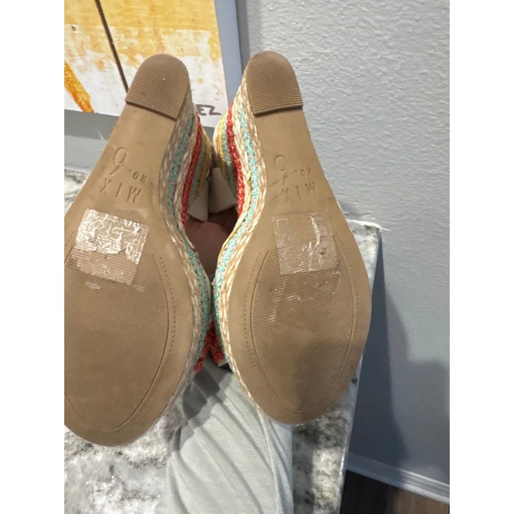 Mix No. 6‎ Jordie platform wedge heel multi-color striped espadrille design 8